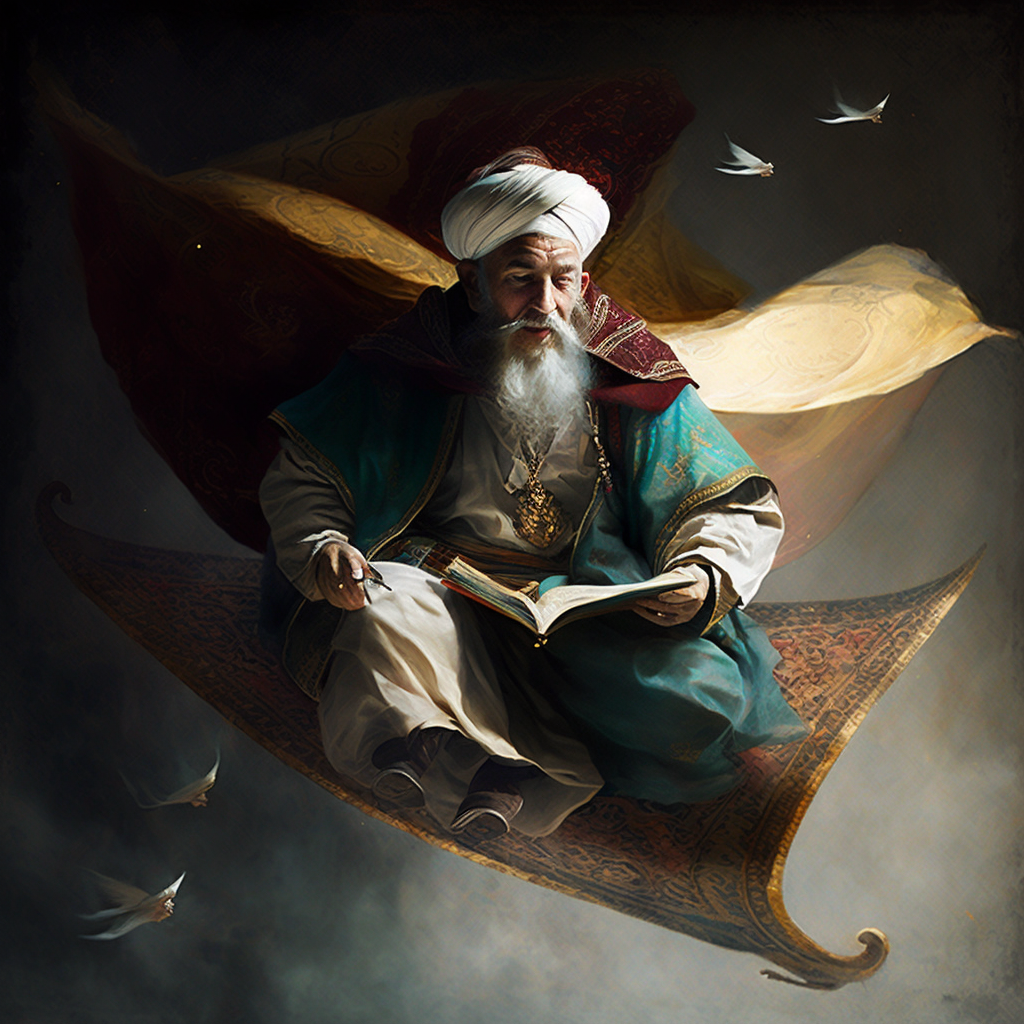 JoshuAlive_sufi_merchant_on_a_flying_carpet_a3ee2555-e02e-445e-ba1a-60db0d39dcba